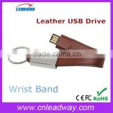 Leather usb wrist band, leather usb flash drive with key ring