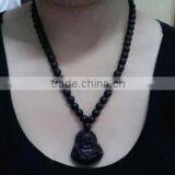 Female Black Nephrite Necklace With Buddharupa Pendant thumbnail-6
