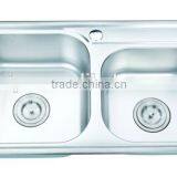 Top-Mount / Drop In Stainless Steel Double Bowl Kitchen Sink T101 thumbnail-1