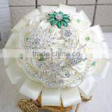 Handmade Custom Satin White Pearl Jeweled Wedding Bouquet ,brooch Bouquet thumbnail-4