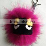 Factory Cute Style High Quality Real Fox Fur Monster Doll Keychain Charm for Bag thumbnail-3