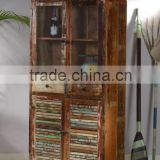 Recycled wood glass cabinet