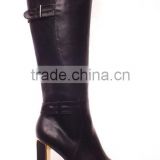 High heel rubber sole leather boots with factory price