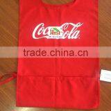 Hot Sell Promotional Plain Solid Color Red Apron With White Logo thumbnail-3