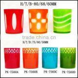 Aroma Scented Amber Colorful Cut to Clear Glass Candle Holder or Jar thumbnail-2