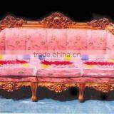 Soild Wood Carved Sofa, Solid Wood Sofa, Wood Frame Sofa, Indian Carved Sofa thumbnail-1