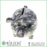 Lovely Design Money Patterns Pig Shaped Ceramic Animal Piggy Bank thumbnail-1