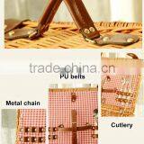 Cheap Vintage Rustic Outdoor Camping Basket Wicker Picnic Basket Set thumbnail-6