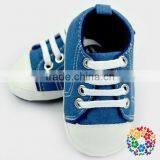 New Arrival Cotton Baby Shoes Solid Color Baby Lace-up Shoes Blue Jean Soft Sole Baby Shoes thumbnail-3
