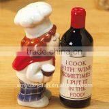 Chef and Wine Bottle Design Salt and Pepper Shakers thumbnail-1
