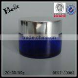 20g 30g 50g China Dark Gray Glass Cosmetic Jar Skin Care Cosmetic Cream Jar With White Plastic Lid Wholesale thumbnail-2