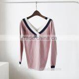 2017 Fashion Woman Sweater V-neck Loose Pullover Sweater Cheap Woman Sweater thumbnail-4