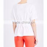 Customized Wholesale Lady's Apparel Simple Short Sleeves Round Neck Print Cotton-blend Jersey T-shirt(DQM009T) thumbnail-3