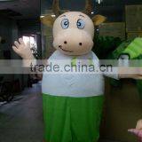 Malan Cow Green Shirt Mascot Costume thumbnail-1