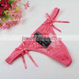 Stock Newest Lady Bowknot Sey G String Underwear Women Lace Transprent Low Waist Seamless Panties See Through Thongs Underwear B thumbnail-2