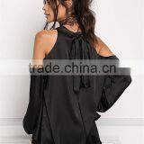 MGOO Custom Made 2017 100% Polyester Satin Silky Blouses Custom Factory Cowl Neck Tops Plain Long Sleeves Shirts thumbnail-6