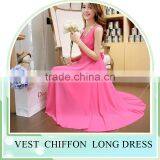 2016 Summer Hot Sale Sleeveless V Neck Long Dress Skirt for Girls Beach Dress thumbnail-5