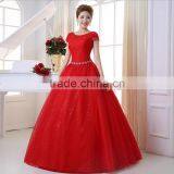 V Neck Cap Sleeve Long Trail Ball Gown 2017 Wedding Dresses thumbnail-1