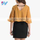 Ladies New Fashion Clothing Wholesale Casual Mustard Yellow Wrap Dress thumbnail-4
