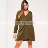 Olive Green Long Sleeve Short Dresses 7xl Plus Size Fat Lady Clothing thumbnail-4