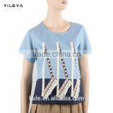 Different Colors High Fashion Embroidered Women 100% Linen t Shirt thumbnail-3