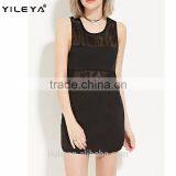 New Design Women Cotton Lace Perspective Sleeveless Casual Dresses Sexy Dress for Ladies thumbnail-1