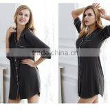 The Spring and Autumn Period and the Modal Seven Shirt Sleeve Pajamas Women Summer Thin Sexy Nightgown Loose Big Yards thumbnail-2