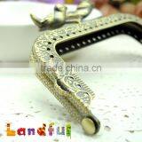 8.5cm Vintage Bronze Round Birds Bag Sewing Metal Coin Kiss Lock Square Frame thumbnail-5