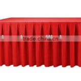Red table skirting with box pleat polyester table skirts fashion wedding table linen