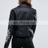 2017 Fahsion Style Custom Woman's PU Leather Waterproof Biker Jacket Plain Bomber Jacket thumbnail-3