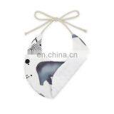 New Design White Baby Bib Printing Animal Pattern Round Shape Tie Baby Bib Saliva Scarf thumbnail-4