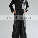 TWOTWINSTYLE Pants High Waist Large Size Black Wide Leg Trousers Female Casual Loose Leather