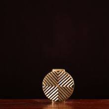 Light Luxury Glaze Large Black Gold Flat Ceramic Flower Vase For Coffee Shop Decor thumbnail-3