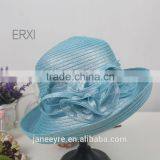 Latest Style Womens' Chuch Hat,Black Straw Hat With Sinamay Flower Decorate thumbnail-2