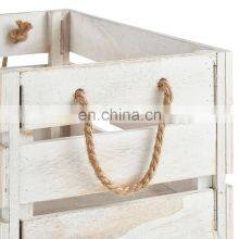 Rustic White-Washed Wooden Storage Crates With Jute Rope Handles thumbnail-2