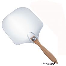 Custom Baking Tools 12x14 Inch Metal Aluminum Pizza Peel Shovel with Foldable Rubber Wood Handle
