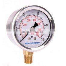 Factory Direct Supply 0-10 MPA 63 MM Dial Size SS 304 Dial Plate With G 1/4 Brass Fitting Connect Pressure Gauge thumbnail-2