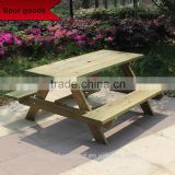 High quality anticorrosive wood outdoor siamese table and chairs