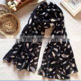 Wholesale China Floral Print Stole Shawl Bamboo Cotton Scarf thumbnail-1