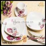 30pcs square decal new bone china dinner set,porcelain dinnerware
