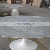 Modern Fiberglass Base and White Marble Top Oval Tulip Table thumbnail-6