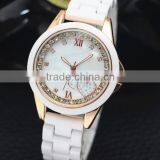 White color ceramic watch rose gold plating quartz movement