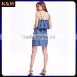 Chambray Overlay Dress Comfortable Dress Cute Dress thumbnail-4