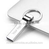 Free Laser Logo Service Custom Branded 8GB, 16GB Stainless Steel USB Flash Drive With Key Chain