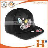 2016 High Quality Embroidered Black Leather Strapback Hat Blank Embroided 5 Panel thumbnail-4