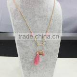 2015 Newest Long Tassel Pink Natural Stone Pendant Necklace thumbnail-3