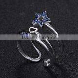 Synthetic Blue Gemstone Setting Open Ring New Design Ladies Finger Ring thumbnail-5