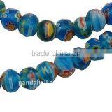 Handmade Millefiori Glass Beads, Faceted, Abacus, DodgerBlue, about 12x9mm, hole: 1mm, 40pcs/strand, 14.2"(LK-H003-10)