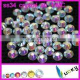 Factory Price A+ Quality DMC Flat Back Hotfix Faux Diamant Iron on Strass Cristal Beads thumbnail-1