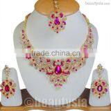 Indian Traditional Imitation Designer Gold Plated S50 Magenta Kumari Jewelry thumbnail-1
